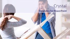  Presentation with broken home - PPT theme having repair broken chair at home background and a sky blue colored foreground