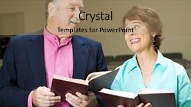  Presentation with hymn - PPT theme enhanced with wife in church singing hymn background and a coral colored foreground