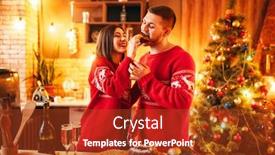  Presentation with wife - PPT theme having wife is feeding her husband a christmas cake background and a tawny brown colored foreground