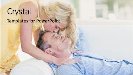  Presentation with husband and wife 3 d - Presentation theme having wife kissing husband background and a  colored foreground