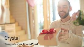  Presentation with love between man and woman - Audience pleasing PPT theme consisting of wife while celebrating first anniversary backdrop and a coral colored foreground