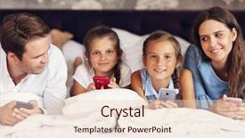  Presentation with problem in hotel - PPT theme enhanced with wifi house - happy family relaxing in hotel background and a lemonade colored foreground