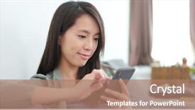  Presentation with smart home - Slide deck consisting of wifi house - housewife using smart phone background and a  colored foreground