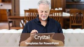  Presentation with wifi - PPT theme with wifi house - portrait of a smiling mature background and a  colored foreground