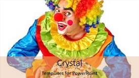  Presentation with happy birthday cake - Presentation theme enhanced with wig funny clown keeps cake background and a yellow colored foreground