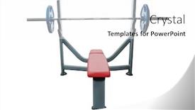  Presentation with fitness - Presentation theme having wights-in-a-fitness-hall background and a white colored foreground