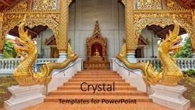 Presentation with chiang mai - PPT layouts featuring theravada buddhism - wihan luang buddhits temple background and a coral colored foreground