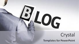  Presentation with blog - Slide deck having wikis - business man with the text background and a  colored foreground