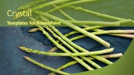  Presentation with asparagus - Slide deck with wild-asparagus-on-a-stone background and a tawny brown colored foreground
