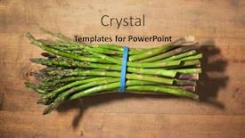  Presentation with asparagus - PPT layouts with wild-asparagus-on-a-wood background and a coral colored foreground