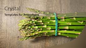  Presentation with dark vintage wood table texture - Cool new PPT theme with wild-asparagus-on-a-wood backdrop and a coral colored foreground