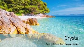  Presentation with dalmatia - Slide deck enhanced with wild beach with azure background and a light blue colored foreground