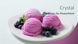  Presentation with flavor - PPT theme having bluberries - wild berries flavor ice cream background and a sky blue colored foreground