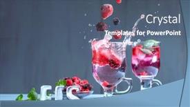  Presentation with cocktail - Amazing PPT theme having wild-berry-cocktail-with-splashes backdrop and a ocean colored foreground