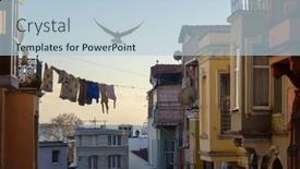  Presentation with apartment buildings - Presentation theme with wild-bird-soaring-over-ropes background and a light blue colored foreground