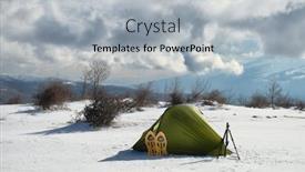  Presentation with camp - Presentation theme featuring wild-camp-in-tent background and a light gray colored foreground