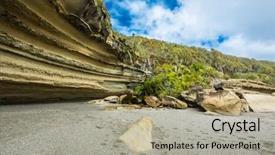  Presentation with coastal - Cool new PPT layouts with wild coastal cliffs backdrop and a light gray colored foreground