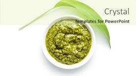  Presentation with garlic - PPT layouts enhanced with wild-garlic-pesto-and-green background and a blonde colored foreground