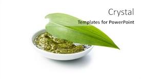  Presentation with green-leaves - Beautiful PPT layouts featuring wild-garlic-pesto-and-green backdrop and a white colored foreground