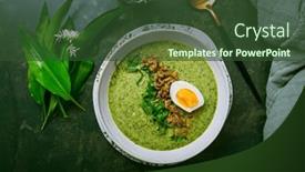  Presentation with leek soup - PPT theme enhanced with wild-garlic-soup-bear-leek background and a tawny brown colored foreground