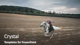  Presentation with white horse - Slides having wild horses - freedom concept young blonde woman background and a dark gray colored foreground