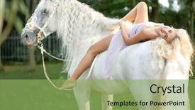 Presentation with wild horse - Slides featuring wild horses - portrait of a beauty blondie background and a seafoam green colored foreground
