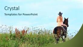  Presentation with wild horse - Amazing slides having wild horses - woman on a horse backdrop and a cool aqua colored foreground