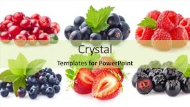  Presentation with fresh strawberry glass of berry - PPT layouts featuring wild nature collage - collection of fresh berries background and a yellow colored foreground