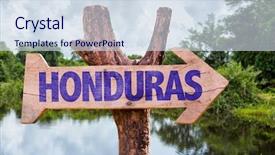  Presentation with blue aged wood sign - Colorful PPT theme enhanced with wild orchid - honduras wooden sign with forest backdrop and a sky blue colored foreground
