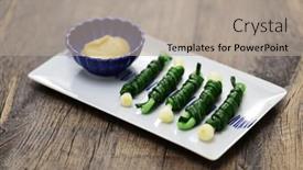  Presentation with served - Theme having wild-rocambole-served-with-vinegar background and a light gray colored foreground