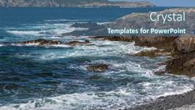  Presentation with rocky - Amazing PPT theme having wild-rocky-beach-at-elliston backdrop and a ocean colored foreground