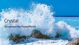  Presentation with sea - Audience pleasing presentation theme consisting of wild sea in lefkas greece backdrop and a light blue colored foreground