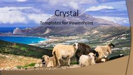  Presentation with crete island - Colorful PPT theme enhanced with wild sheep - beauty of greece landscapes backdrop and a  colored foreground