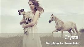  Presentation with holding hands old young - Presentation featuring wild sheep - young woman holding a small background and a gray colored foreground