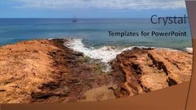  Presentation with blue waves - Presentation consisting of wild-stone-beach-on-coast background and a teal colored foreground