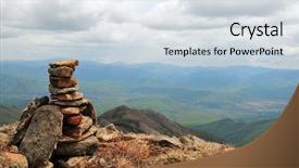  Presentation with pyramid - Presentation theme featuring wild stone pyramid on the top of lisaya mountain in the russian lazovsky reserve background and a sky blue colored foreground
