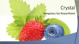  Presentation with blueberry - Presentation having wild strawberry and blueberry macro isolated on white background and a blonde colored foreground