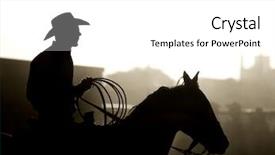 Presentation with wild horse - Presentation theme enhanced with wild west - cowboy with horse and lasso background and a white colored foreground