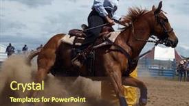  Presentation with cowgirl - Slide deck featuring wild west - cowgirl competing in the barrel background and a tawny brown colored foreground