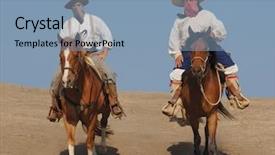  Presentation with wild horses - Amazing slides having wild west - two banditos riding on horses backdrop and a light blue colored foreground