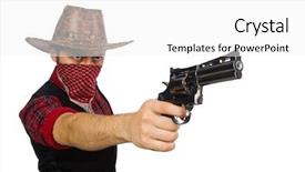  Presentation with cowboy - Theme enhanced with wild west - young cowboy isolated on white background and a white colored foreground