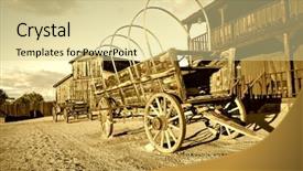  Presentation with wild wild west - Colorful presentation theme enhanced with wild west cowboy town backdrop and a blonde colored foreground