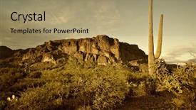  Presentation with superstition mountain - Colorful theme enhanced with wild west desert trail backdrop and a coral colored foreground