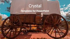  Presentation with wild wild west - PPT theme consisting of wild west wagon wheel caravan background and a coral colored foreground
