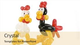  Presentation with animal chicken - Theme consisting of wildcraft - balloon animal rooster and chicken background and a  colored foreground