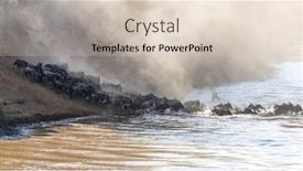  Presentation with kenya - Cool new presentation theme with wildebeest-crossing-the-mara-river backdrop and a soft green colored foreground