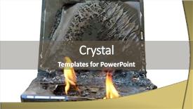  Presentation with fire insurance - PPT theme consisting of wildfire - genuine laptop computer on fire background and a tawny brown colored foreground