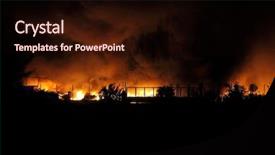  Presentation with buildings - Presentation design featuring wildfire - huge fire spreading over buildings background and a wine colored foreground