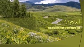  Presentation with wildflower meadow - PPT theme having wildflower-meadow-in-colorado-rocky background and a tawny brown colored foreground