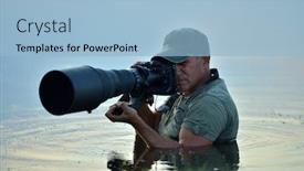  Presentation with wildlife - Cool new presentation theme with wildlife-photographer-outdoor-standing backdrop and a light blue colored foreground